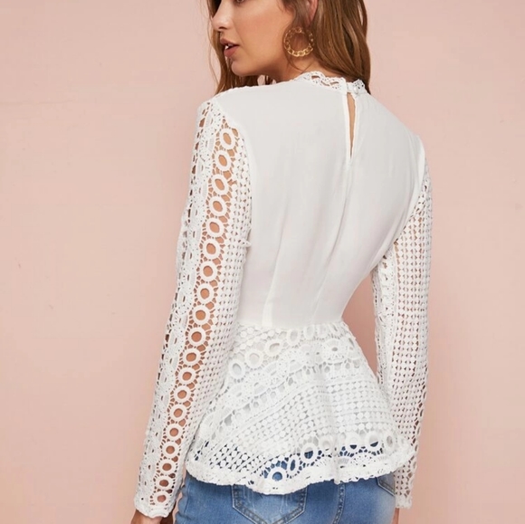 Last 1! HEPBURN Peplum Crochet Blouse - Picture 2 of 4